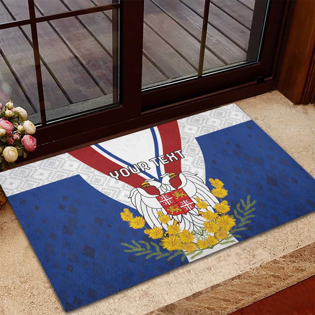 Personalized Serbia and Montenegro National Day Rubber Doormat Coat Of Arms Flag Style Since1992