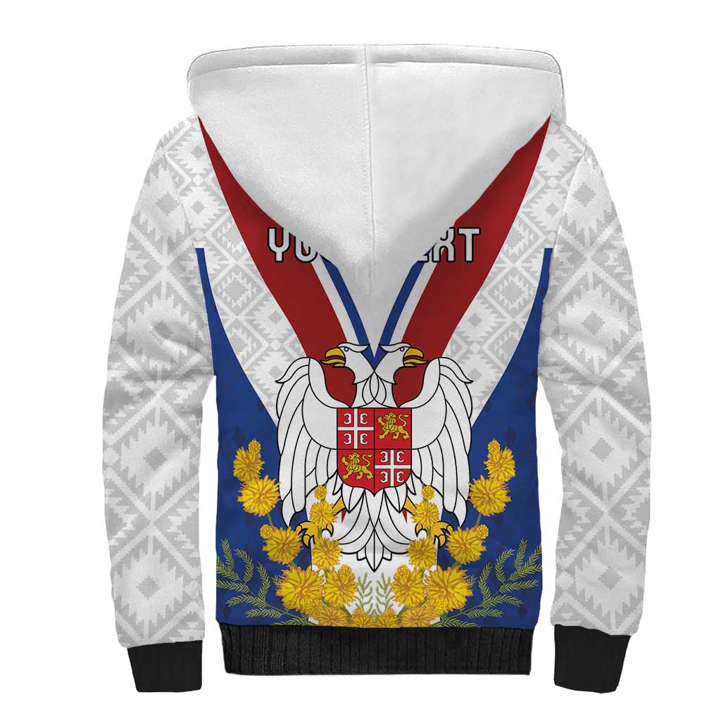 Personalized Serbia and Montenegro National Day Sherpa Hoodie Coat Of Arms Flag Style Since1992