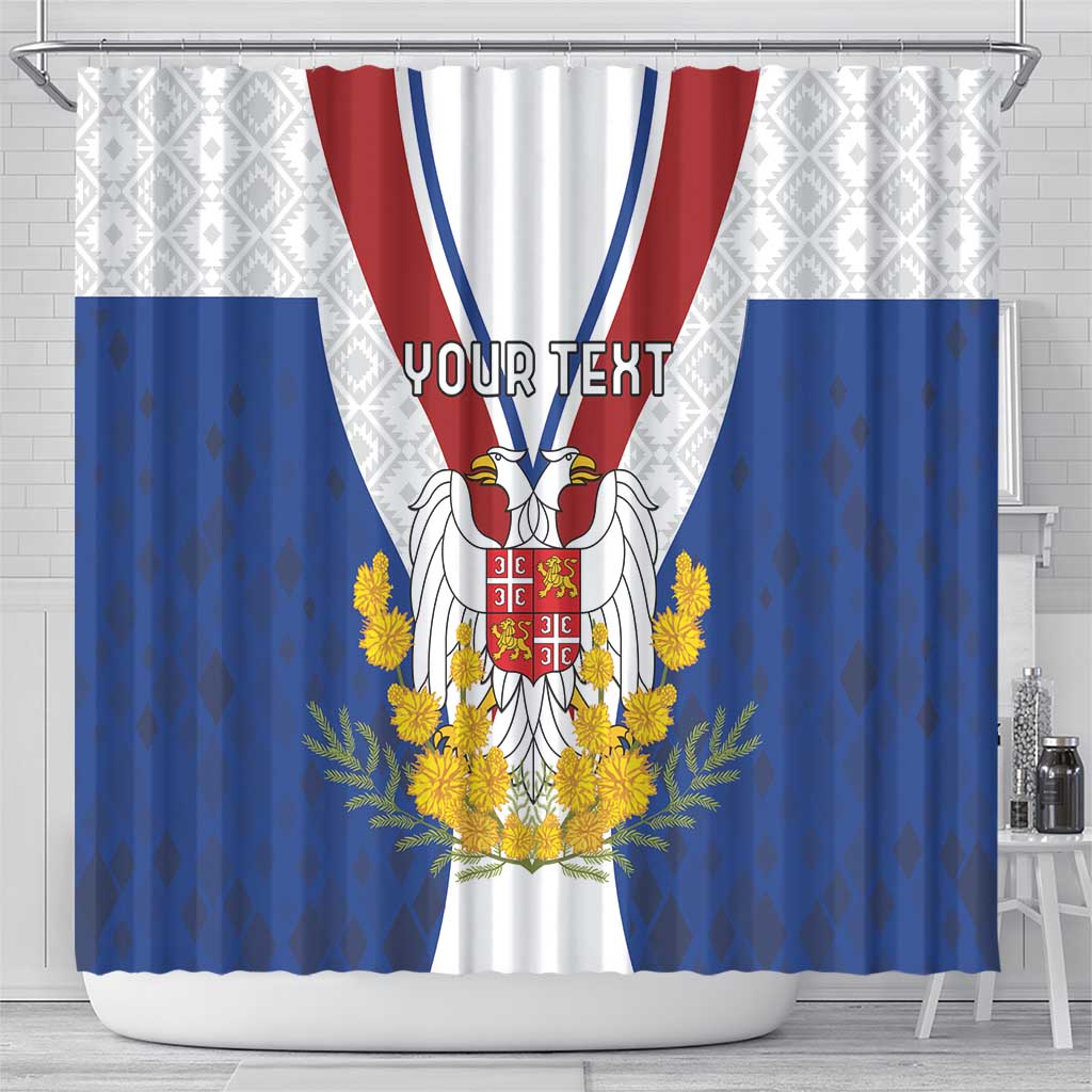 Personalized Serbia and Montenegro National Day Shower Curtain Coat Of Arms Flag Style Since1992