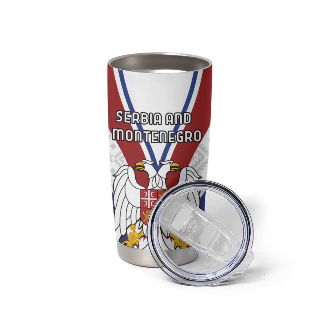 Personalized Serbia and Montenegro National Day Tumbler Cup Coat Of Arms Flag Style Since1992