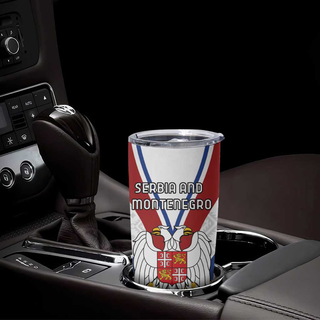 Personalized Serbia and Montenegro National Day Tumbler Cup Coat Of Arms Flag Style Since1992