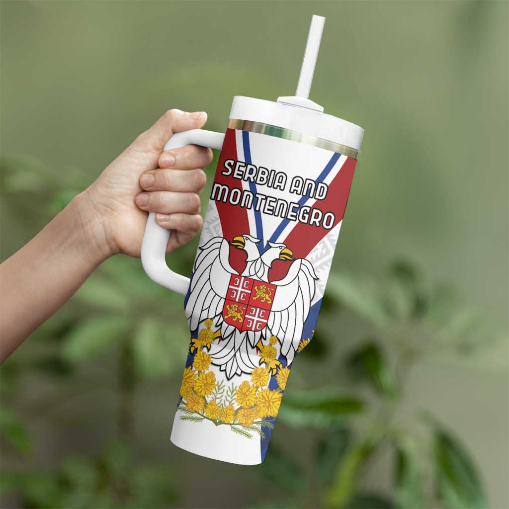 Personalized Serbia and Montenegro National Day Tumbler With Handle Coat Of Arms Flag Style Since1992