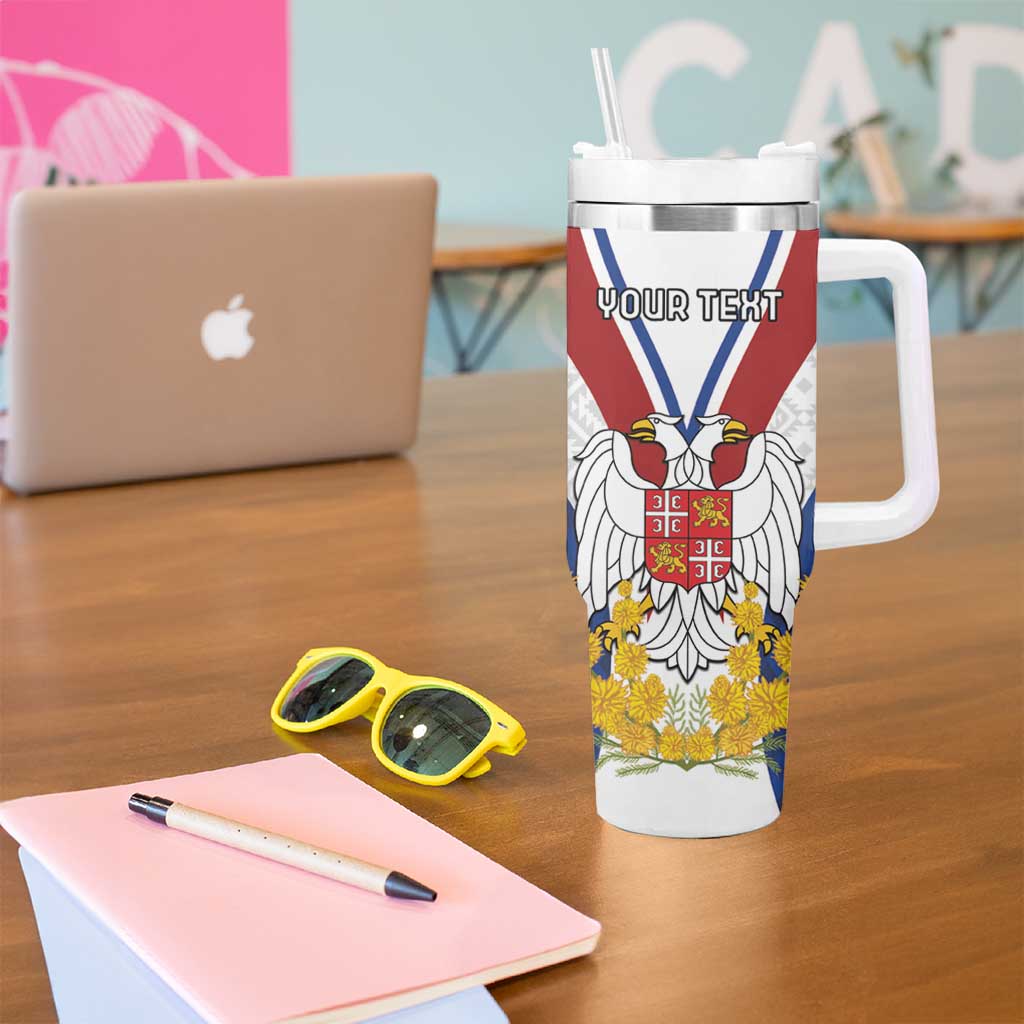 Personalized Serbia and Montenegro National Day Tumbler With Handle Coat Of Arms Flag Style Since1992