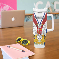 Personalized Serbia and Montenegro National Day Tumbler With Handle Coat Of Arms Flag Style Since1992
