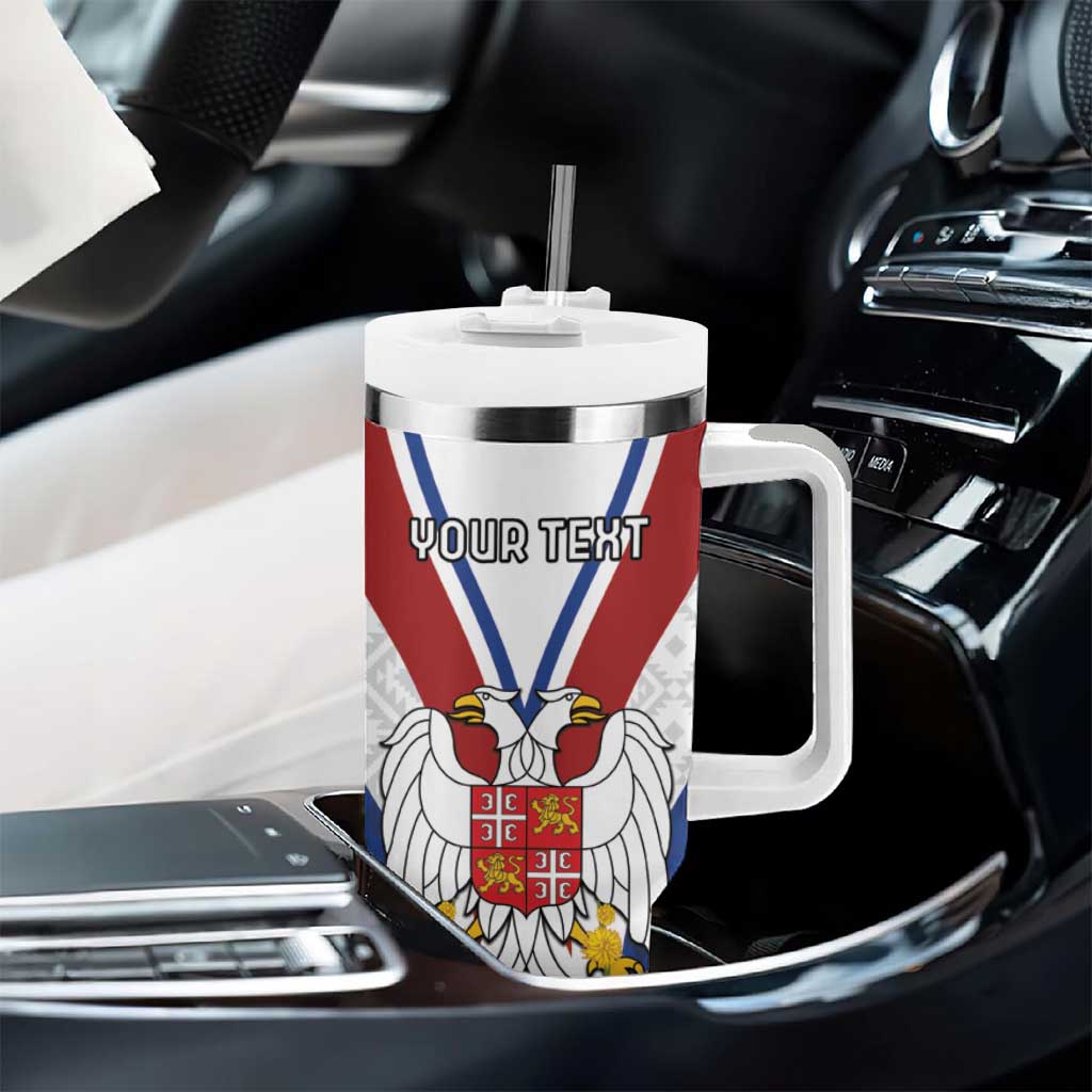 Personalized Serbia and Montenegro National Day Tumbler With Handle Coat Of Arms Flag Style Since1992