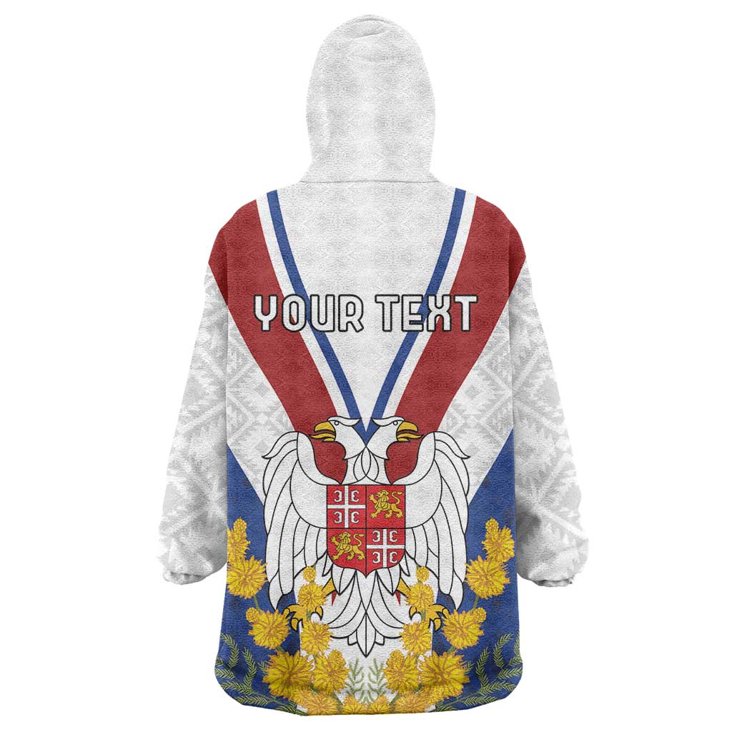 Personalized Serbia and Montenegro National Day Wearable Blanket Hoodie Coat Of Arms Flag Style Since1992