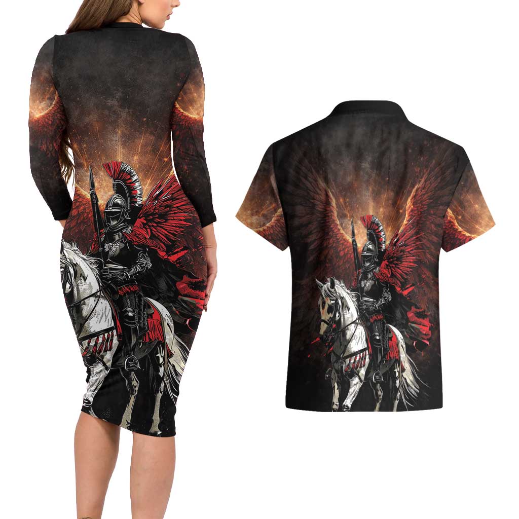Polish Winged Hussars Couples Matching Long Sleeve Bodycon Dress and Hawaiian Shirt Polska Legendary Cavalry Warrior