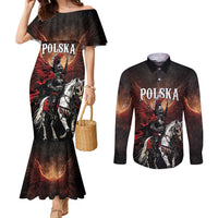 Polish Winged Hussars Couples Matching Mermaid Dress and Long Sleeve Button Shirt Polska Legendary Cavalry Warrior