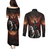 Polish Winged Hussars Couples Matching Puletasi and Long Sleeve Button Shirt Polska Legendary Cavalry Warrior