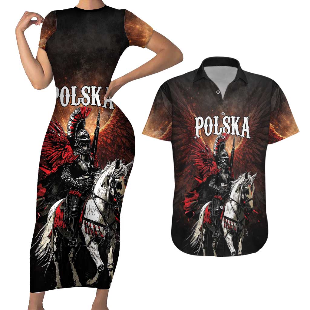 Polish Winged Hussars Couples Matching Short Sleeve Bodycon Dress and Hawaiian Shirt Polska Legendary Cavalry Warrior