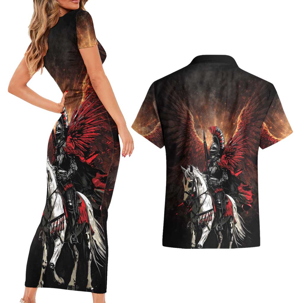 Polish Winged Hussars Couples Matching Short Sleeve Bodycon Dress and Hawaiian Shirt Polska Legendary Cavalry Warrior