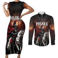 Polish Winged Hussars Couples Matching Short Sleeve Bodycon Dress and Long Sleeve Button Shirt Polska Legendary Cavalry Warrior