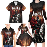 Polish Winged Hussars Family Matching Long Sleeve Bodycon Dress and Hawaiian Shirt Polska Legendary Cavalry Warrior