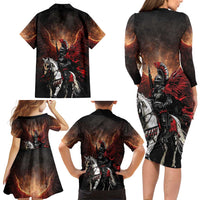Polish Winged Hussars Family Matching Long Sleeve Bodycon Dress and Hawaiian Shirt Polska Legendary Cavalry Warrior
