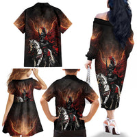 Polish Winged Hussars Family Matching Off The Shoulder Long Sleeve Dress and Hawaiian Shirt Polska Legendary Cavalry Warrior