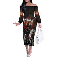Polish Winged Hussars Family Matching Off The Shoulder Long Sleeve Dress and Hawaiian Shirt Polska Legendary Cavalry Warrior