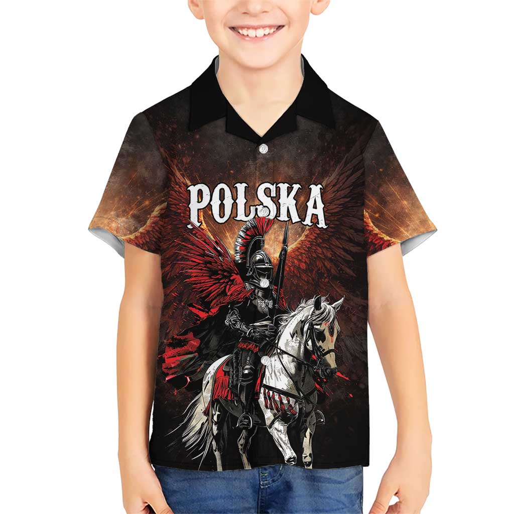 Polish Winged Hussars Family Matching Off The Shoulder Long Sleeve Dress and Hawaiian Shirt Polska Legendary Cavalry Warrior