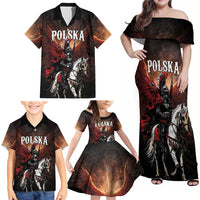 Polish Winged Hussars Family Matching Off Shoulder Maxi Dress and Hawaiian Shirt Polska Legendary Cavalry Warrior