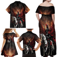 Polish Winged Hussars Family Matching Off Shoulder Maxi Dress and Hawaiian Shirt Polska Legendary Cavalry Warrior