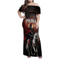 Polish Winged Hussars Family Matching Off Shoulder Maxi Dress and Hawaiian Shirt Polska Legendary Cavalry Warrior