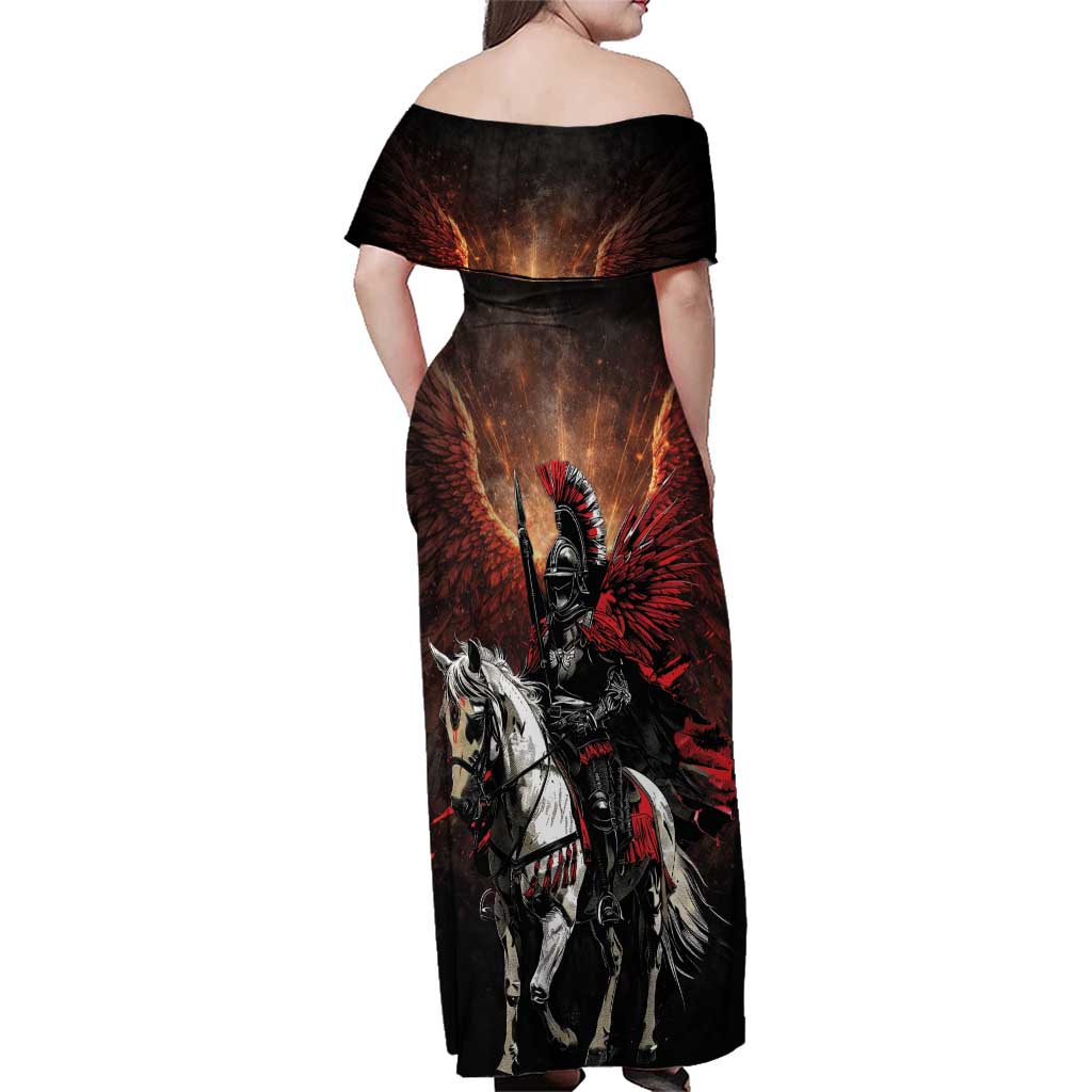 Polish Winged Hussars Family Matching Off Shoulder Maxi Dress and Hawaiian Shirt Polska Legendary Cavalry Warrior