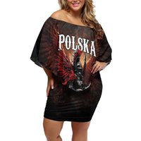 Polish Winged Hussars Family Matching Off Shoulder Short Dress and Hawaiian Shirt Polska Legendary Cavalry Warrior