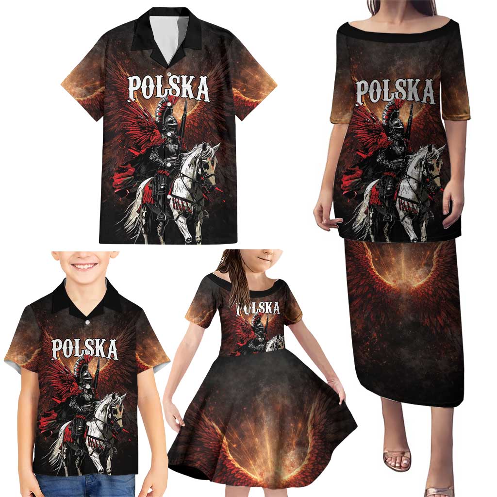 Polish Winged Hussars Family Matching Puletasi and Hawaiian Shirt Polska Legendary Cavalry Warrior