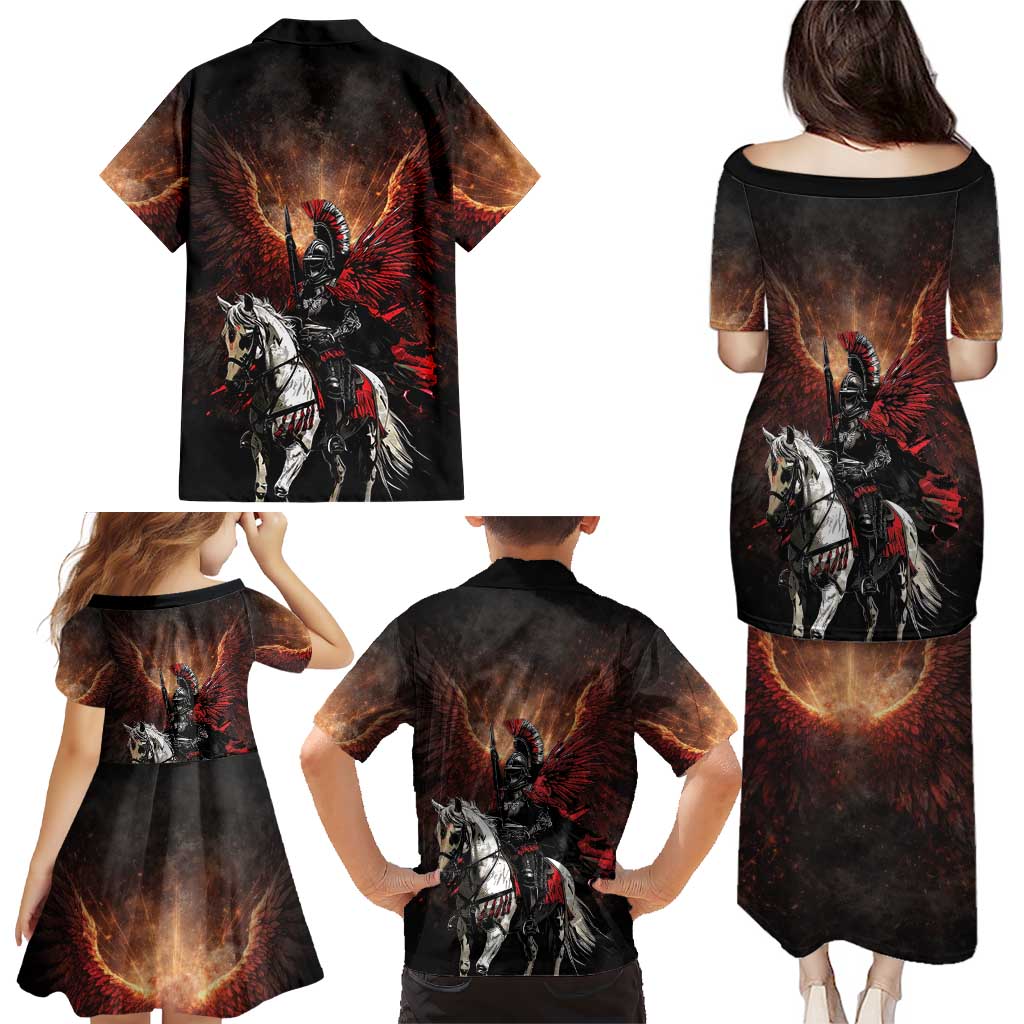 Polish Winged Hussars Family Matching Puletasi and Hawaiian Shirt Polska Legendary Cavalry Warrior