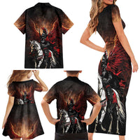 Polish Winged Hussars Family Matching Short Sleeve Bodycon Dress and Hawaiian Shirt Polska Legendary Cavalry Warrior