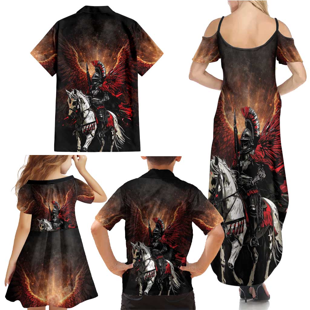 Polish Winged Hussars Family Matching Summer Maxi Dress and Hawaiian Shirt Polska Legendary Cavalry Warrior