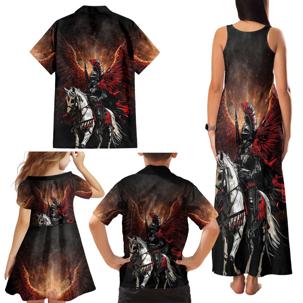 Polish Winged Hussars Family Matching Tank Maxi Dress and Hawaiian Shirt Polska Legendary Cavalry Warrior