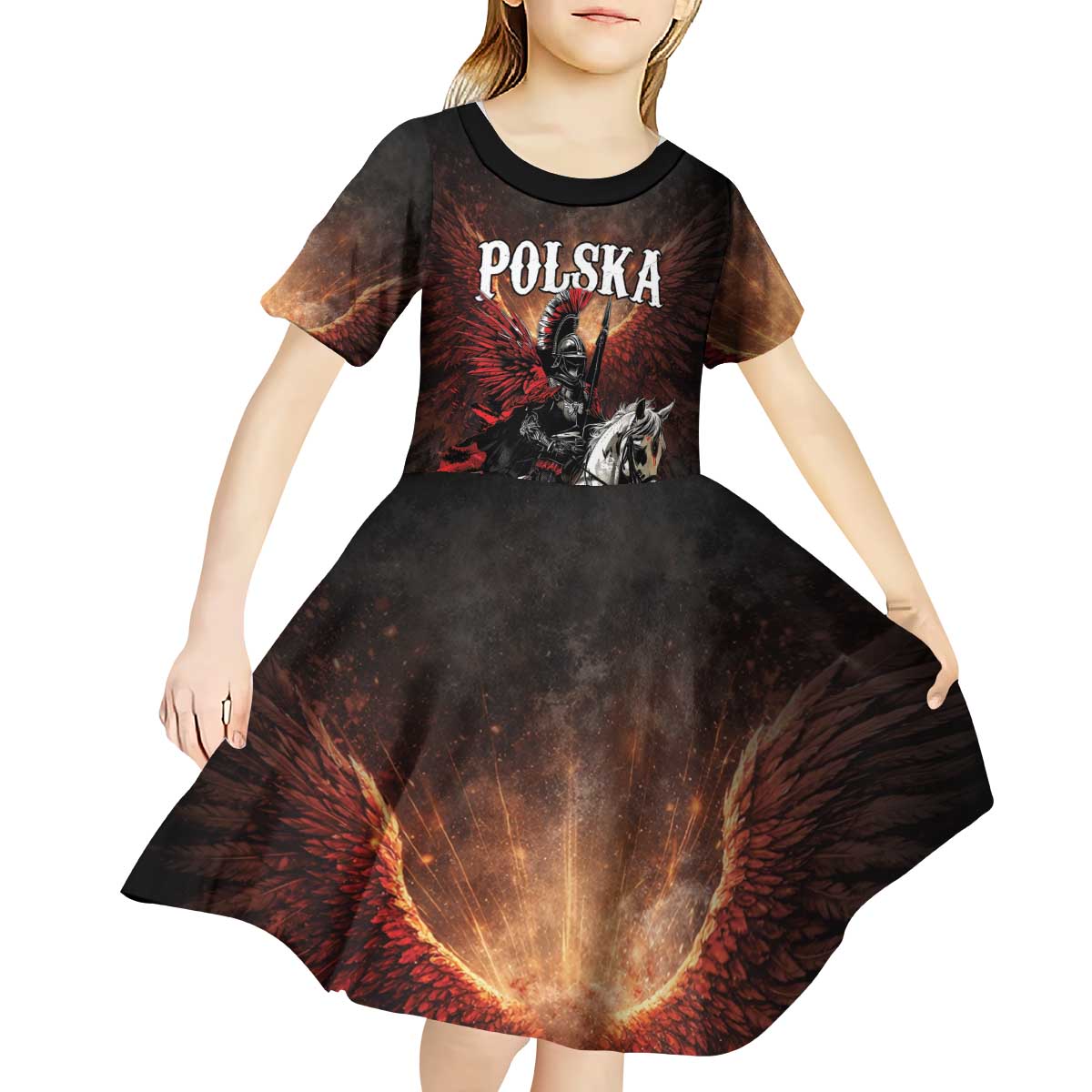 Polish Winged Hussars Kid Short Sleeve Dress Polska Legendary Cavalry Warrior