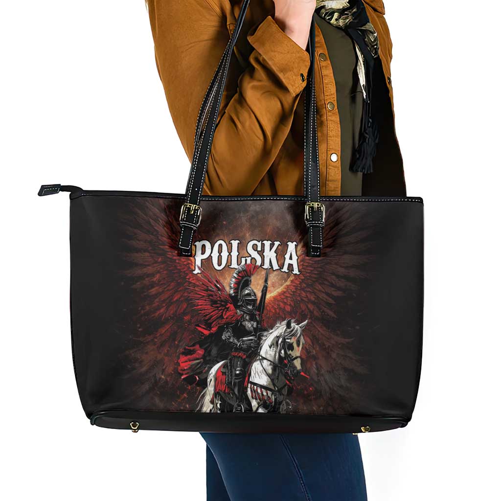 Polish Winged Hussars Leather Tote Bag Polska Legendary Cavalry Warrior