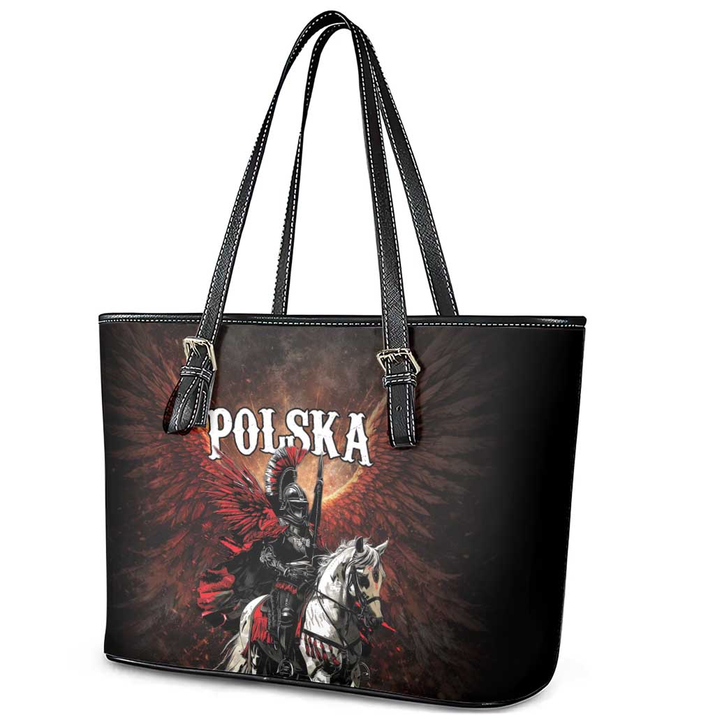 Polish Winged Hussars Leather Tote Bag Polska Legendary Cavalry Warrior