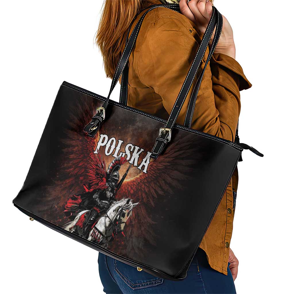 Polish Winged Hussars Leather Tote Bag Polska Legendary Cavalry Warrior