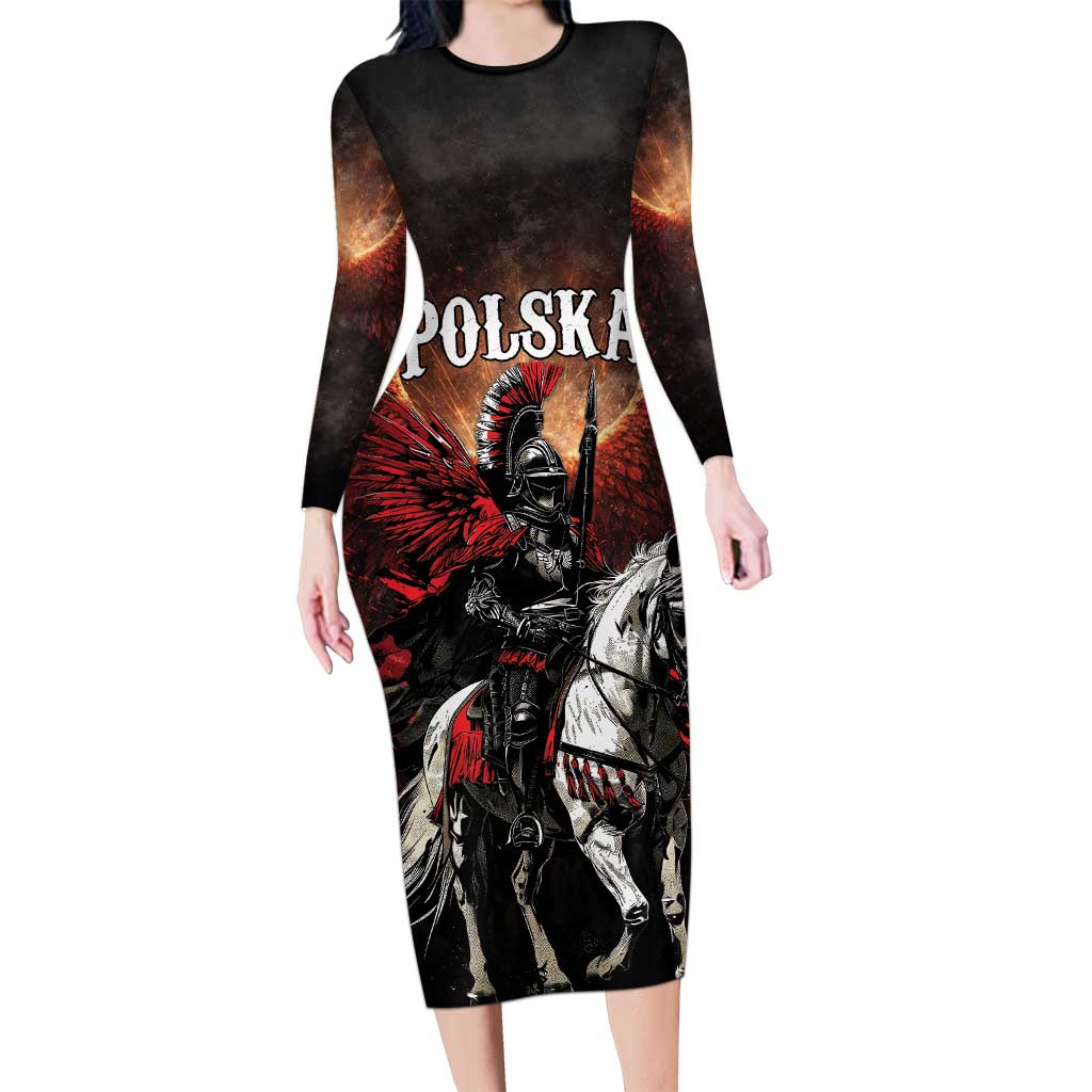 Polish Winged Hussars Long Sleeve Bodycon Dress Polska Legendary Cavalry Warrior