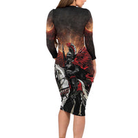 Polish Winged Hussars Long Sleeve Bodycon Dress Polska Legendary Cavalry Warrior
