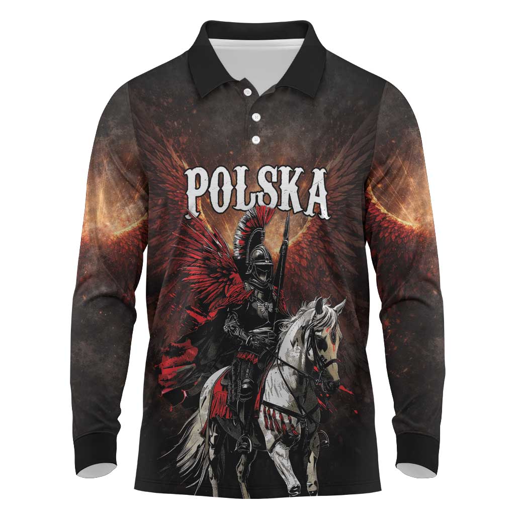 Polish Winged Hussars Long Sleeve Polo Shirt Polska Legendary Cavalry Warrior