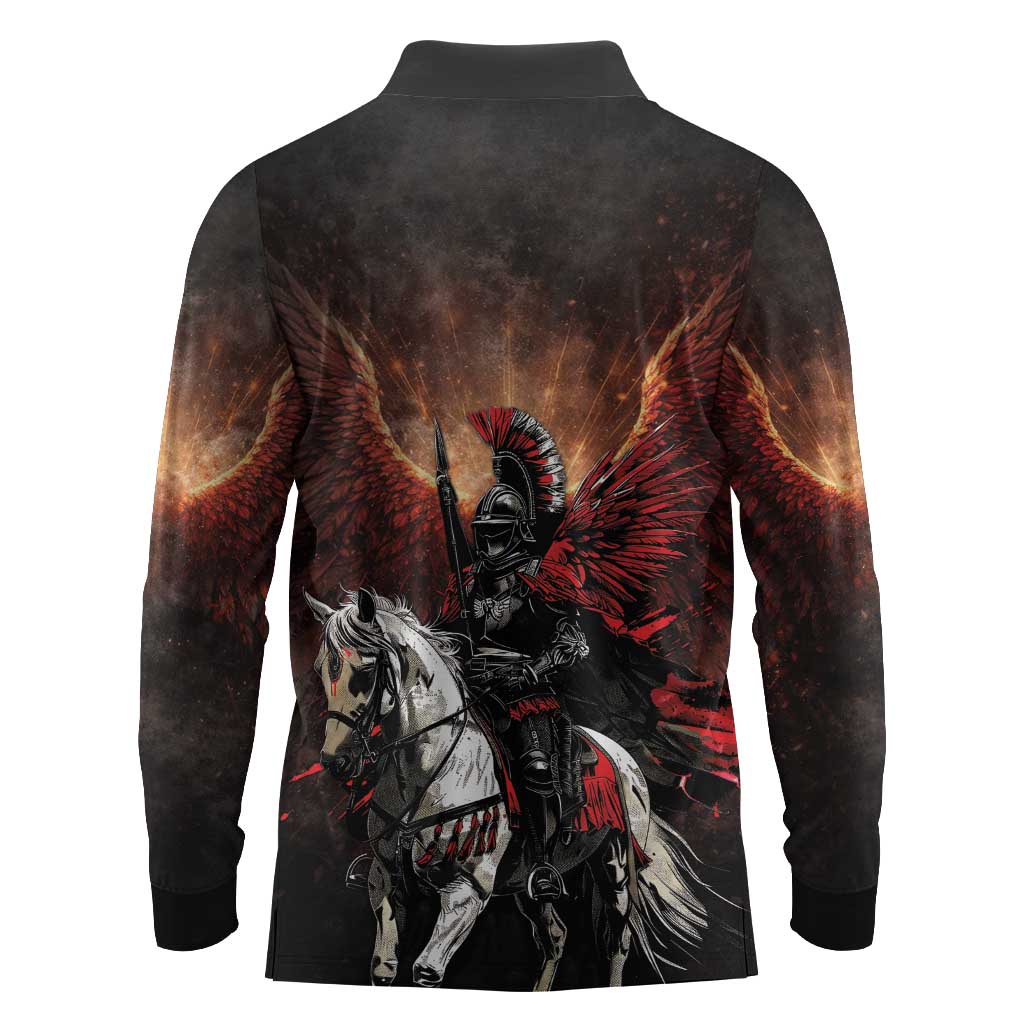 Polish Winged Hussars Long Sleeve Polo Shirt Polska Legendary Cavalry Warrior