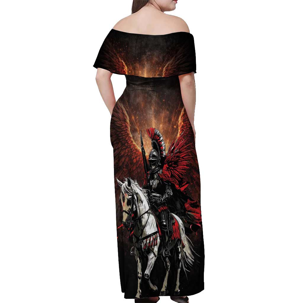 Polish Winged Hussars Off Shoulder Maxi Dress Polska Legendary Cavalry Warrior