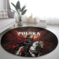 Polish Winged Hussars Round Carpet Polska Legendary Cavalry Warrior