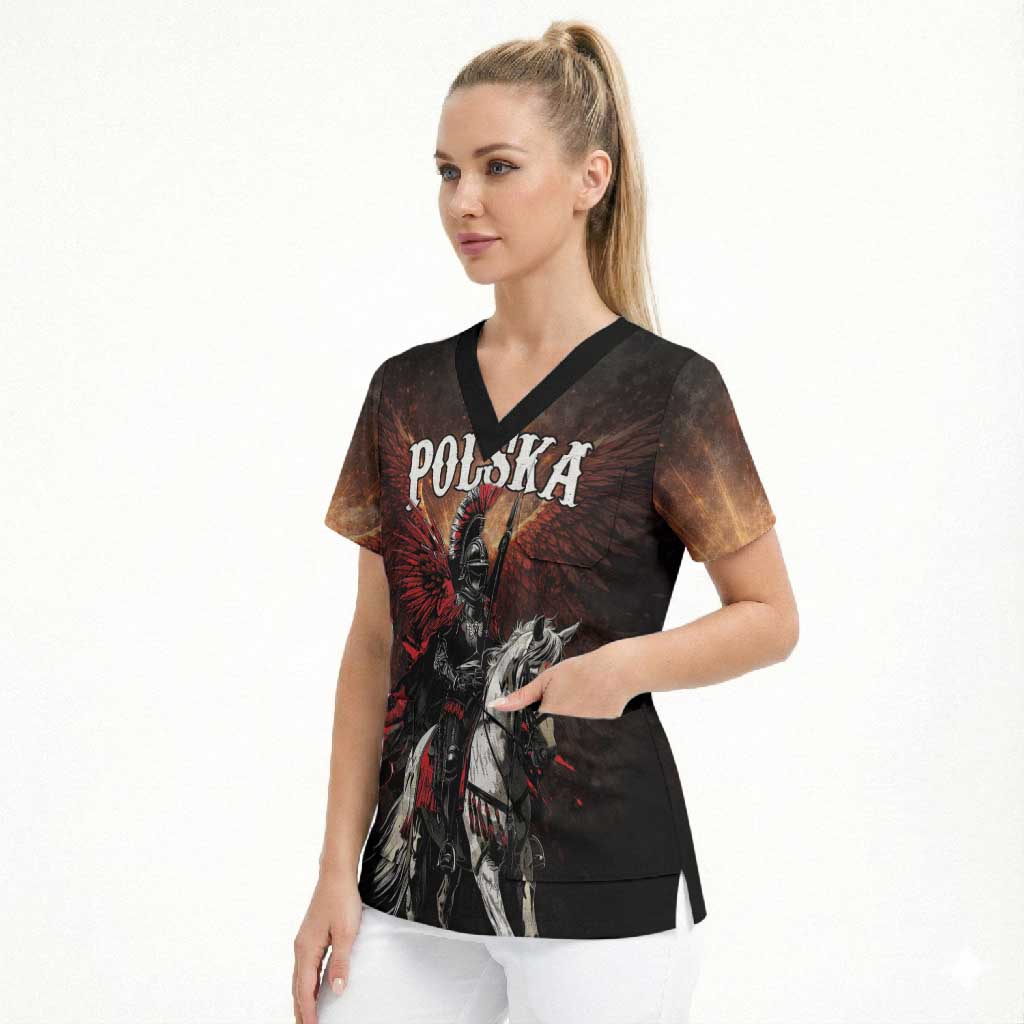 Polish Winged Hussars Scrub Top Polska Legendary Cavalry Warrior