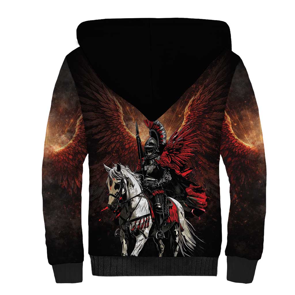 Polish Winged Hussars Sherpa Hoodie Polska Legendary Cavalry Warrior