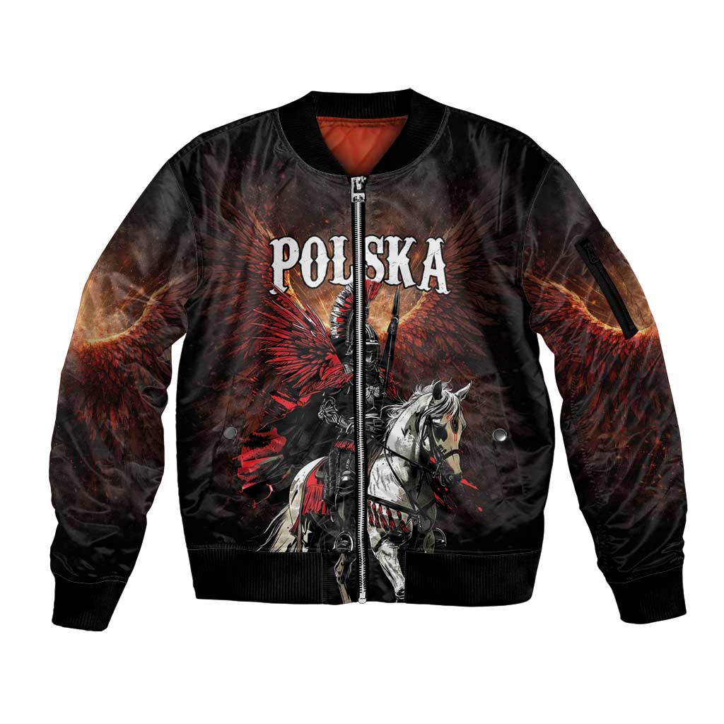 Polish Winged Hussars Sleeve Zip Bomber Jacket Polska Legendary Cavalry Warrior