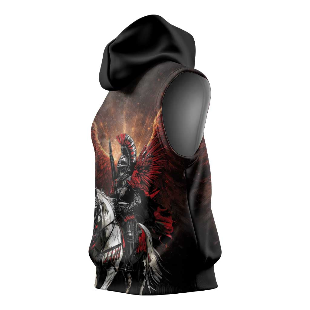 Polish Winged Hussars Sleeveless Hoodie Polska Legendary Cavalry Warrior