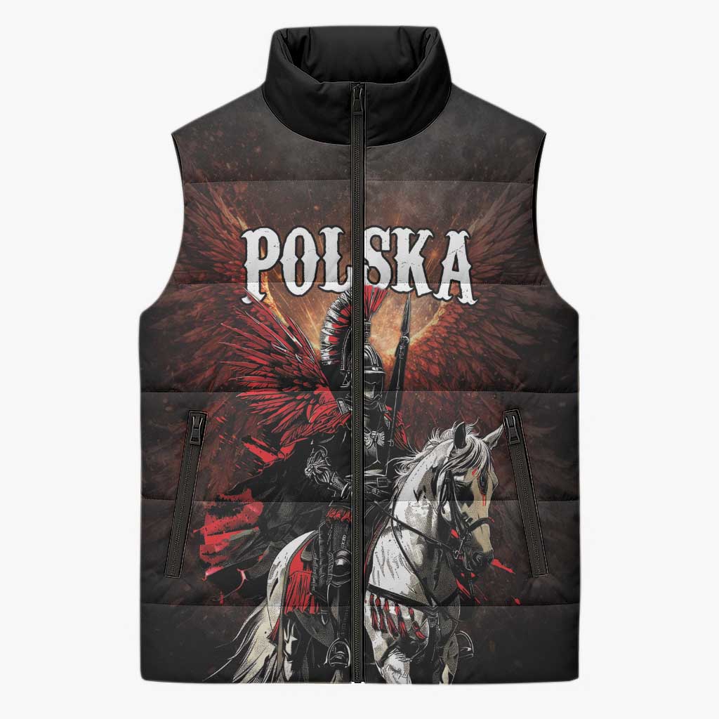 Polish Winged Hussars Sleeveless Puffer Jacket Polska Legendary Cavalry Warrior