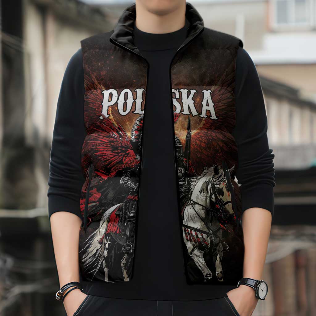 Polish Winged Hussars Sleeveless Puffer Jacket Polska Legendary Cavalry Warrior