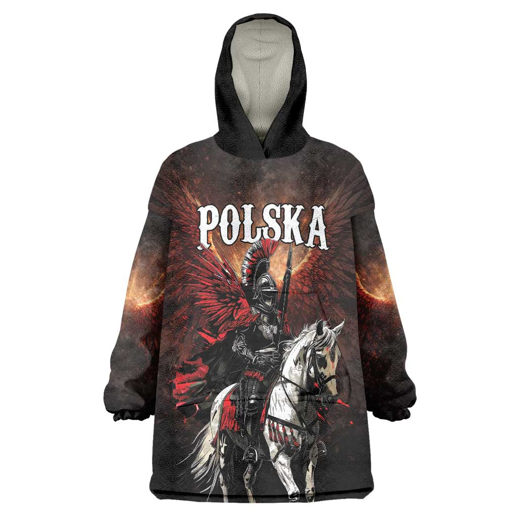 Polish Winged Hussars Wearable Blanket Hoodie Polska Legendary Cavalry Warrior