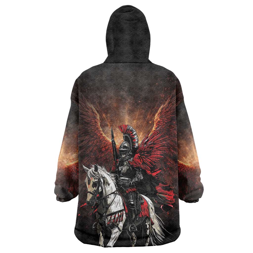 Polish Winged Hussars Wearable Blanket Hoodie Polska Legendary Cavalry Warrior