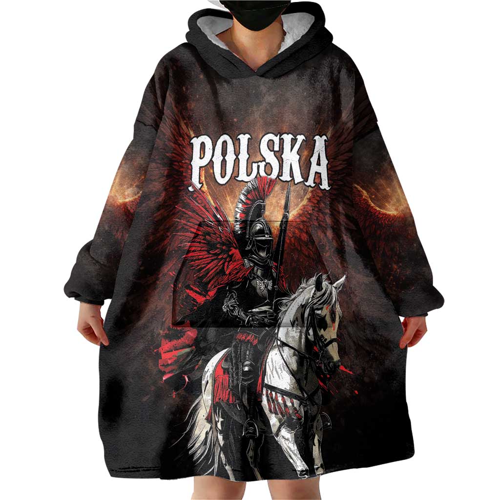 Polish Winged Hussars Wearable Blanket Hoodie Polska Legendary Cavalry Warrior